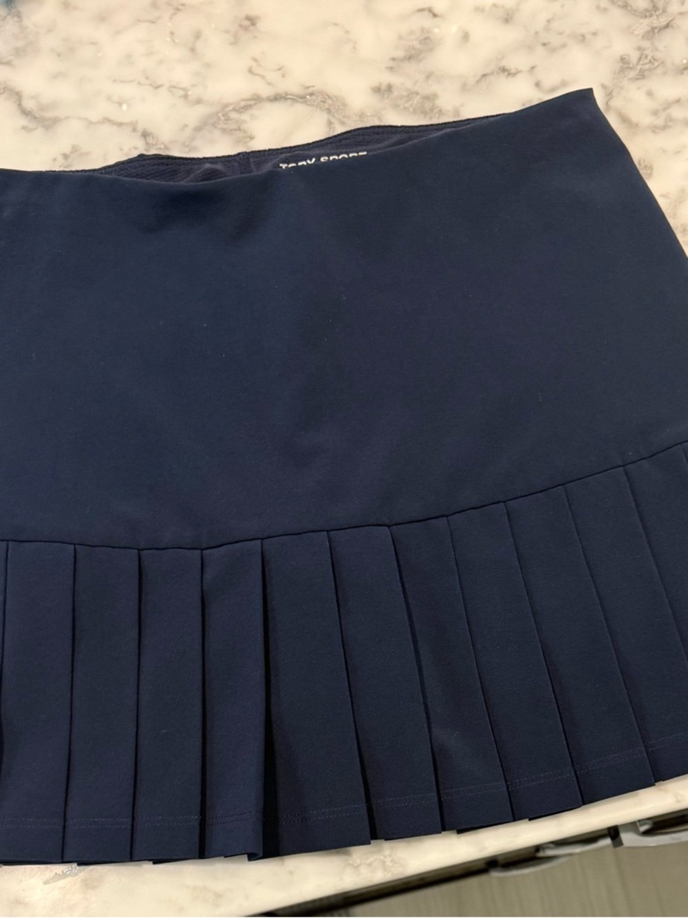 Tory Sport Navy Pleated Mini Skirt